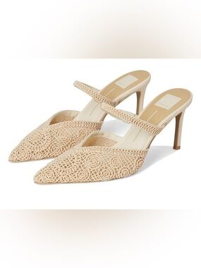 NIBox Dolce Vita Kassy Natural Macrame Pointed Toe Heels Pumps - Size 10